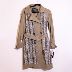 Bagatelle Tan and Black Snake Print Trench Coat